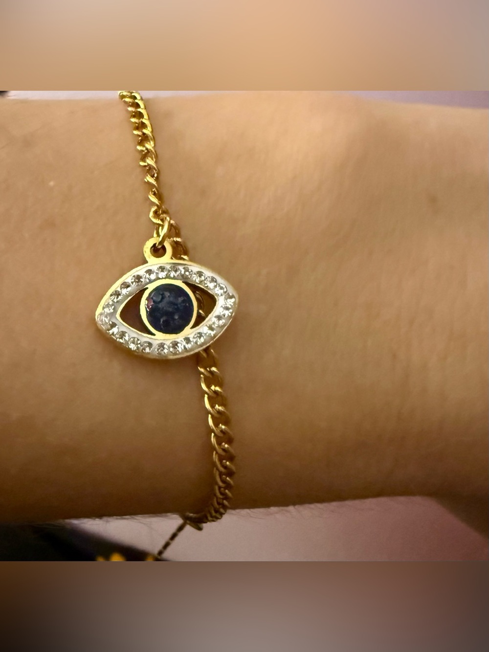 Adjustable Gold plated Evil Eye Bracelet
